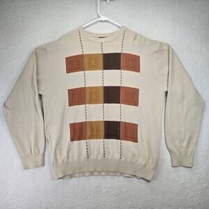 Peletti Sweater Mens 2XL Textured Color Block Vintage 90's Fits Like XL